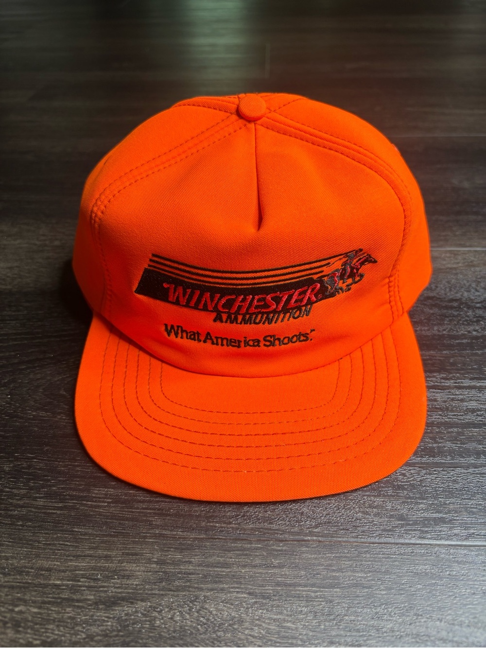 Vintage Winchester Ammunition Hat Cap Snap Back One Size Orange Stylemaster 90s